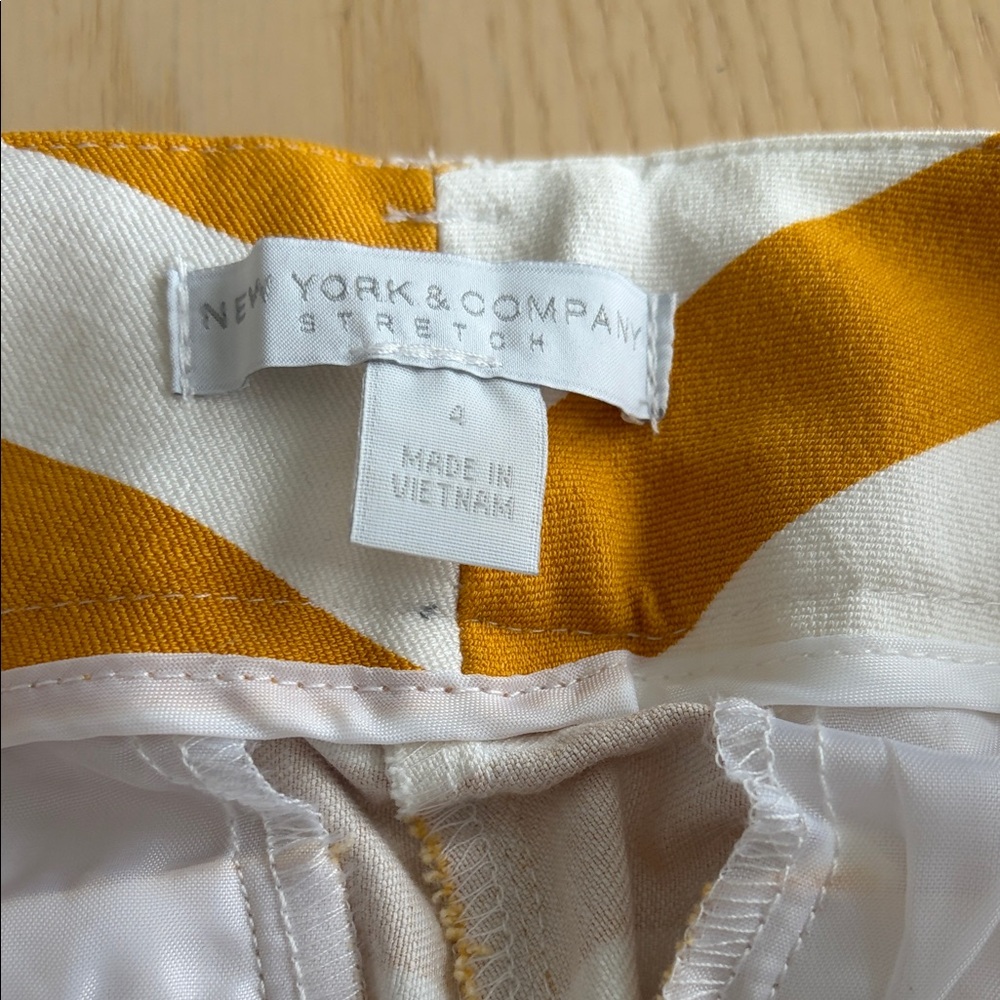 New York & Company Yellow and White Striped Pants - Picture 2 of 7